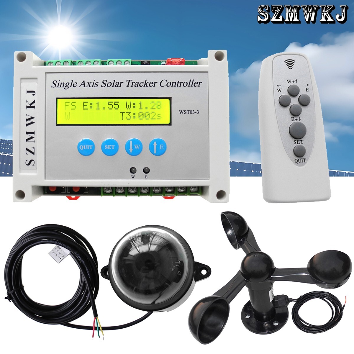 SZMWKJ Solar Panel Tracking Single Axis Solar Tracker Controller W/ Wind Sensor