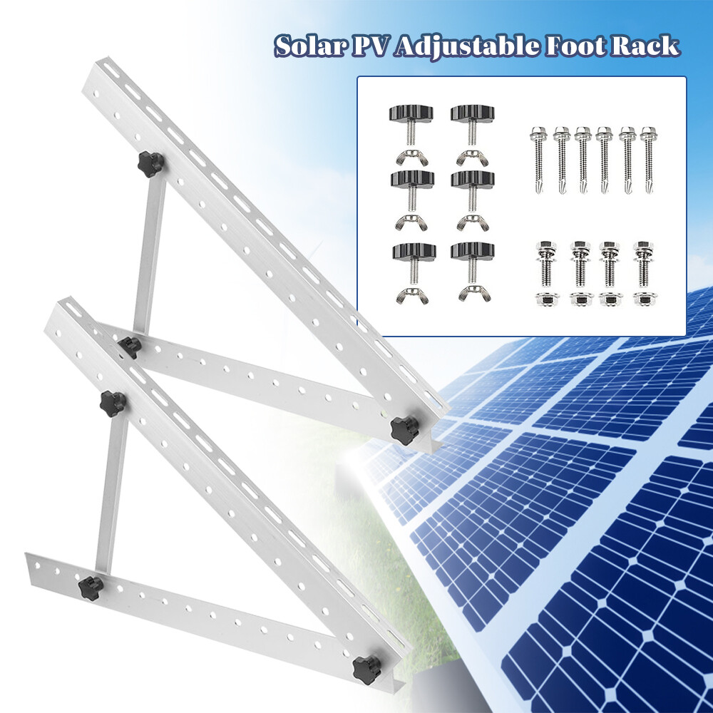 Set Adjustable Rack Solar Panel Stand Tilt Mount Brackets Portable Roof RV Boat