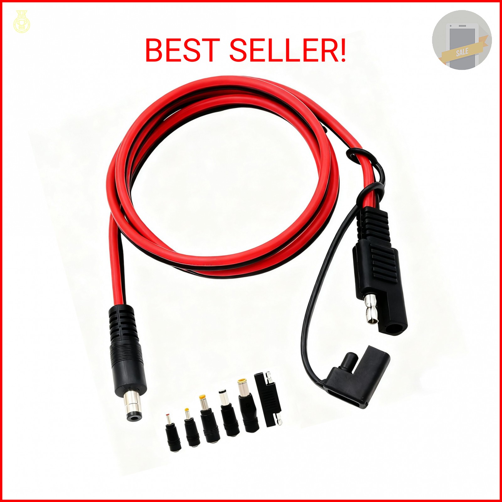 COMeap SAE to DC Adapter for Jackery Solar Panel, 3FT SAE Plug to DC5521 Male Co