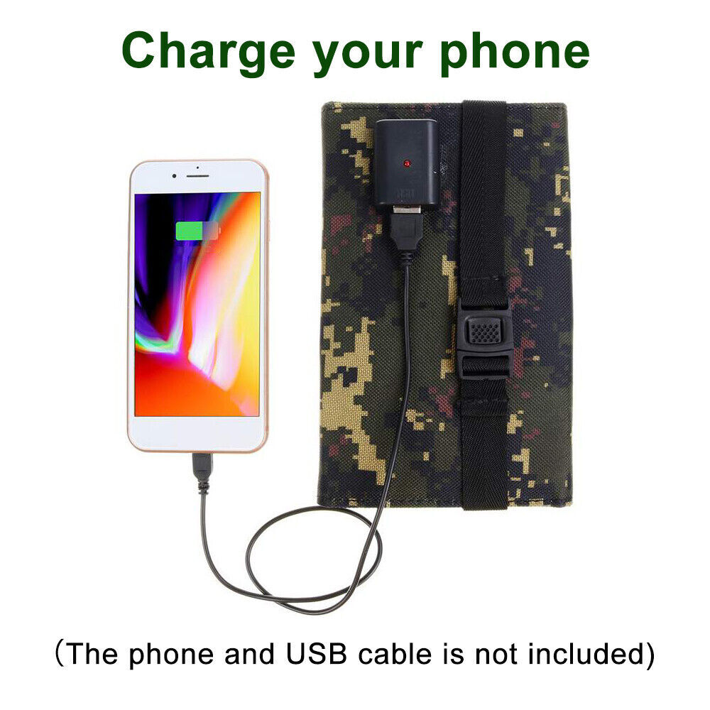 USB 80W Solar Panel Folding Power Bank Outdoor Camping Hiking Phone Charger
