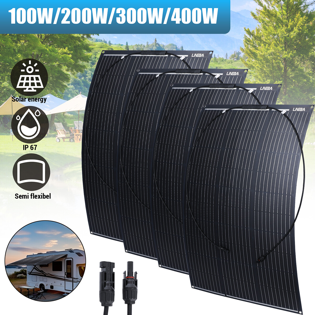 600W Watt Flexible Solar Panel 18V Mono Home RV Rooftop Camping Off-Grid Power