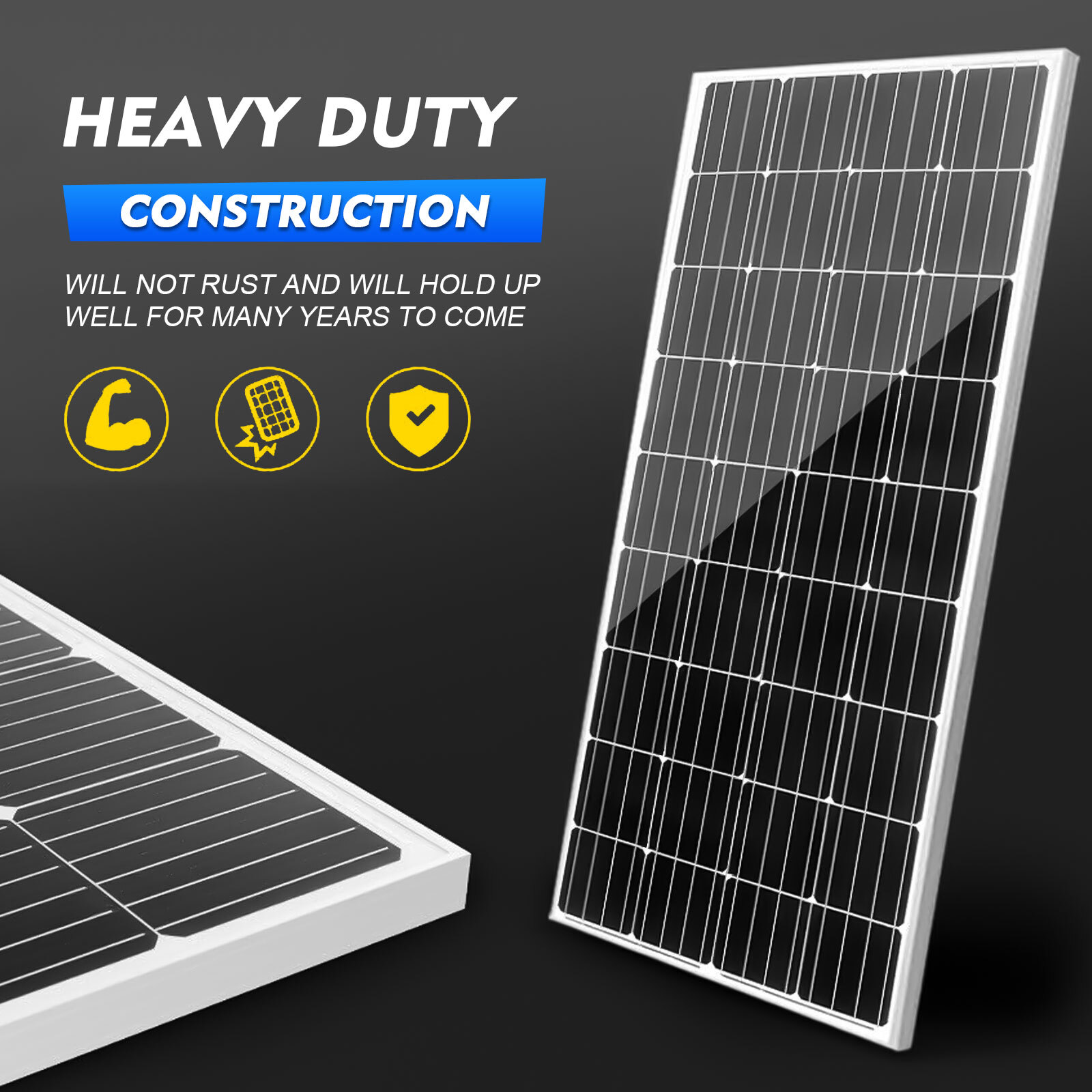100W 12V Solar Panel High Efficiency PV Monocrystalline For RV Boat Home Caravan