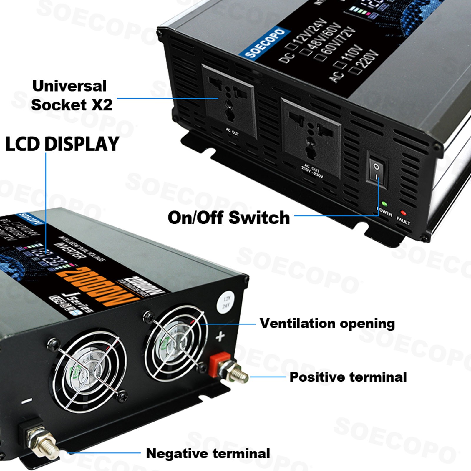 20000W Peak Solar System Kit Panel 110V/220V Inverter Complete for Home