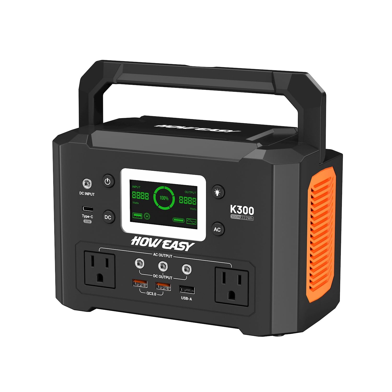 HOWEASY Portable Power Station 300W, 222Wh Solar Generator with 110V Pure Sin…