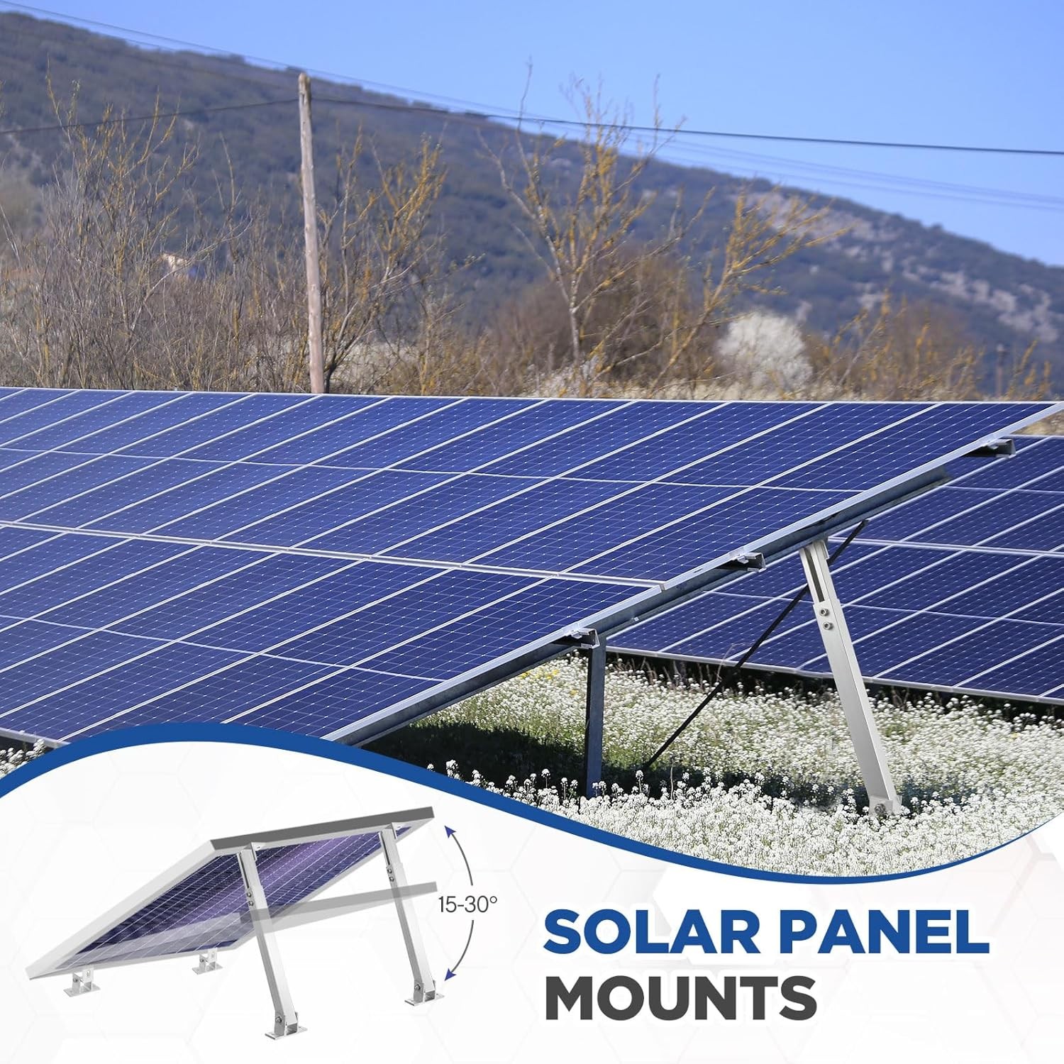 Zonon 4 Pcs Adjustable Solar Panel Tilt Mount Brackets Aluminum Alloy Solar Pane