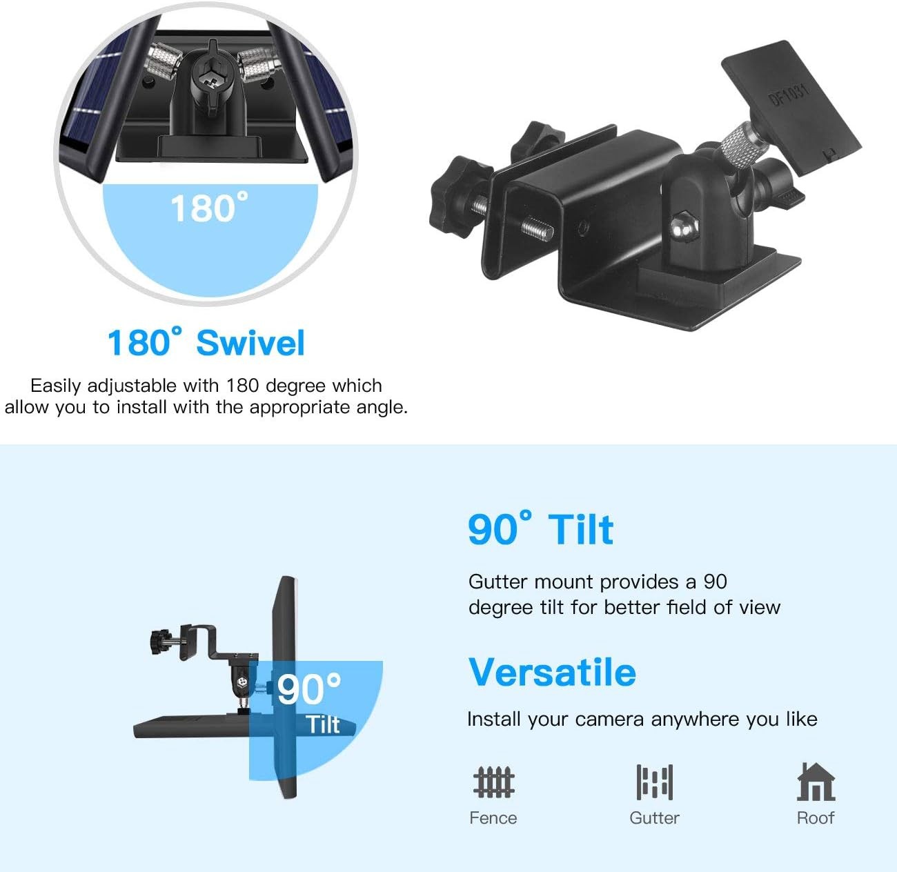 HOLACA Weatherproof Gutter Mount for Ring Solar Panel- Adjustable Aluminum Alloy