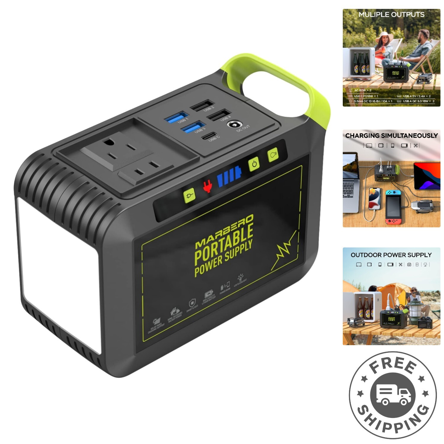 Compact 88Wh Portable Power Station w/ Solar Charging for Camping & Emergencies