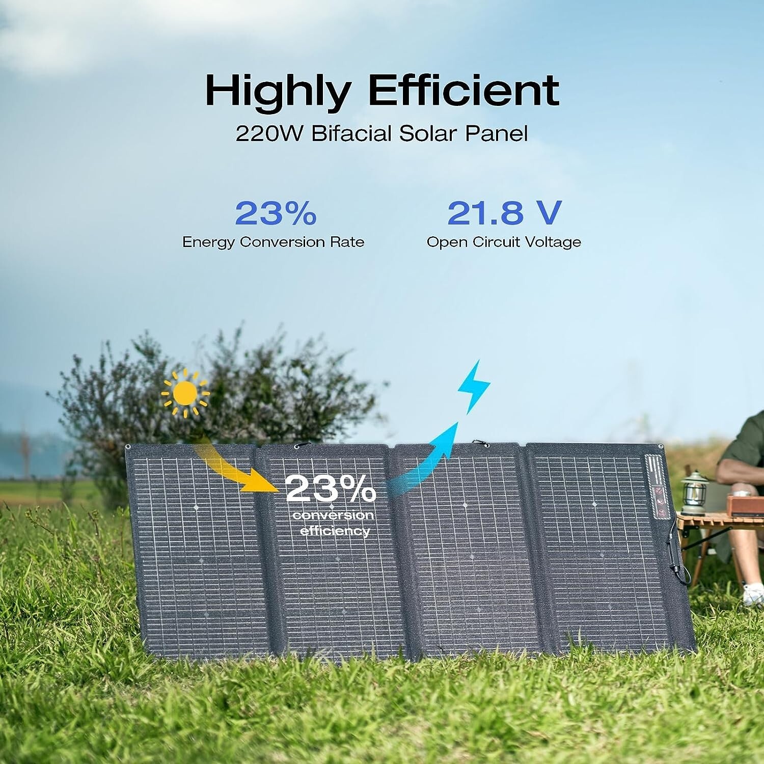 EcoFlow 220W Foldable Solar Panel Portable Power Supply 23% Efficiency Used