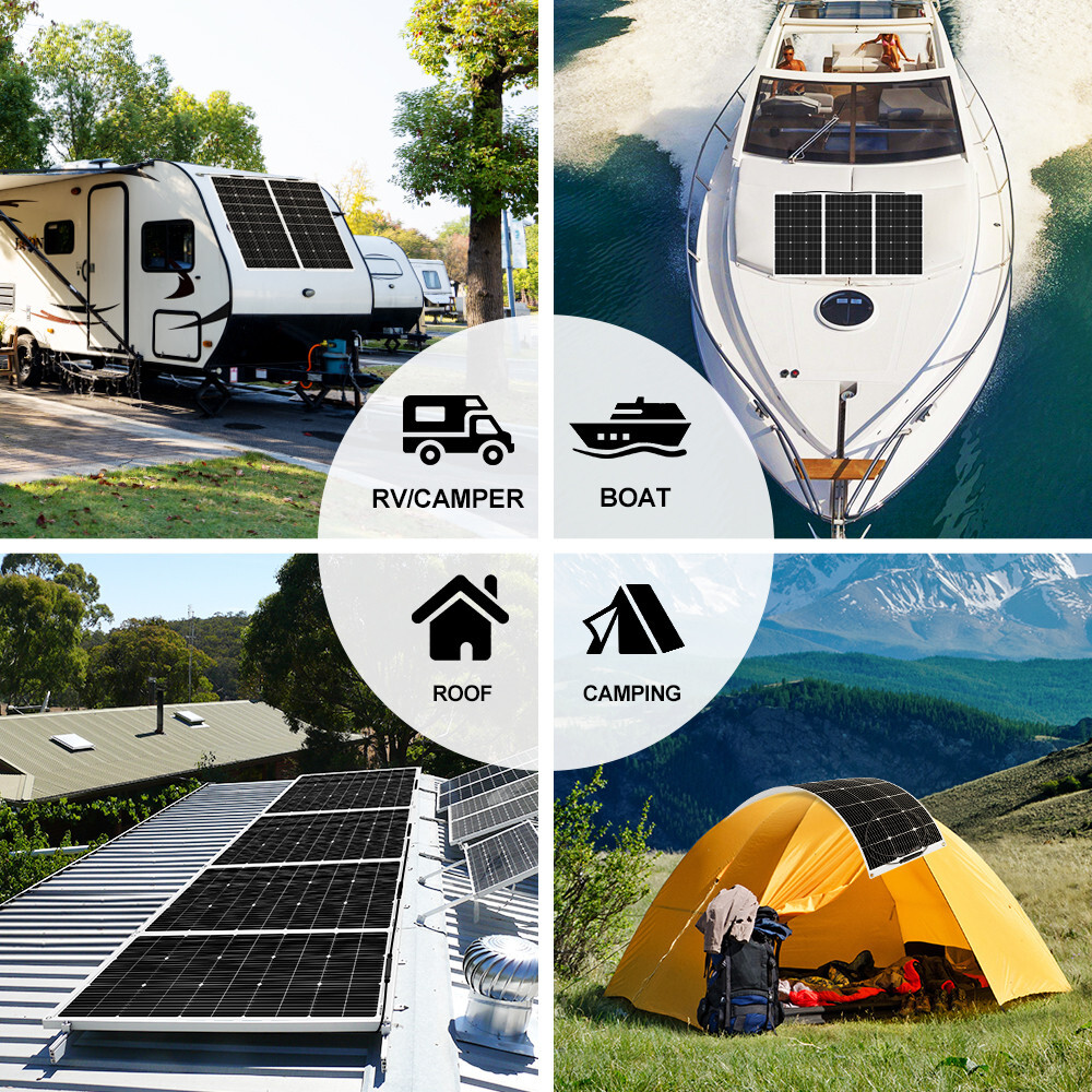 DOKIO Flexible Solar Panel 100W 12V Complete Kit for Off Grid RV,Trailer,Boat