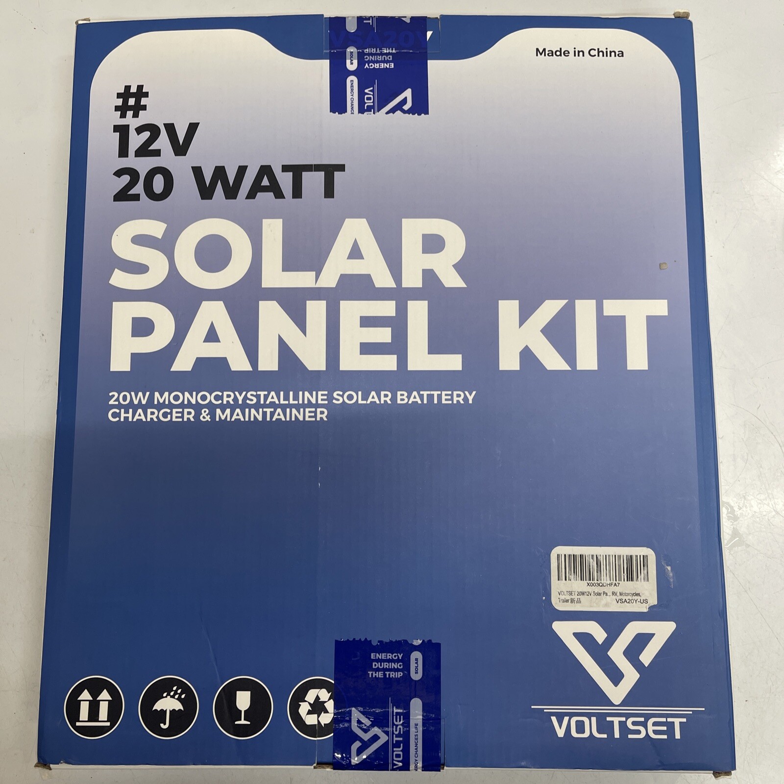 VOLTSET 12V 20 WATT Solar Panel Kit Charger and Maintainer-20W Monocrystalline