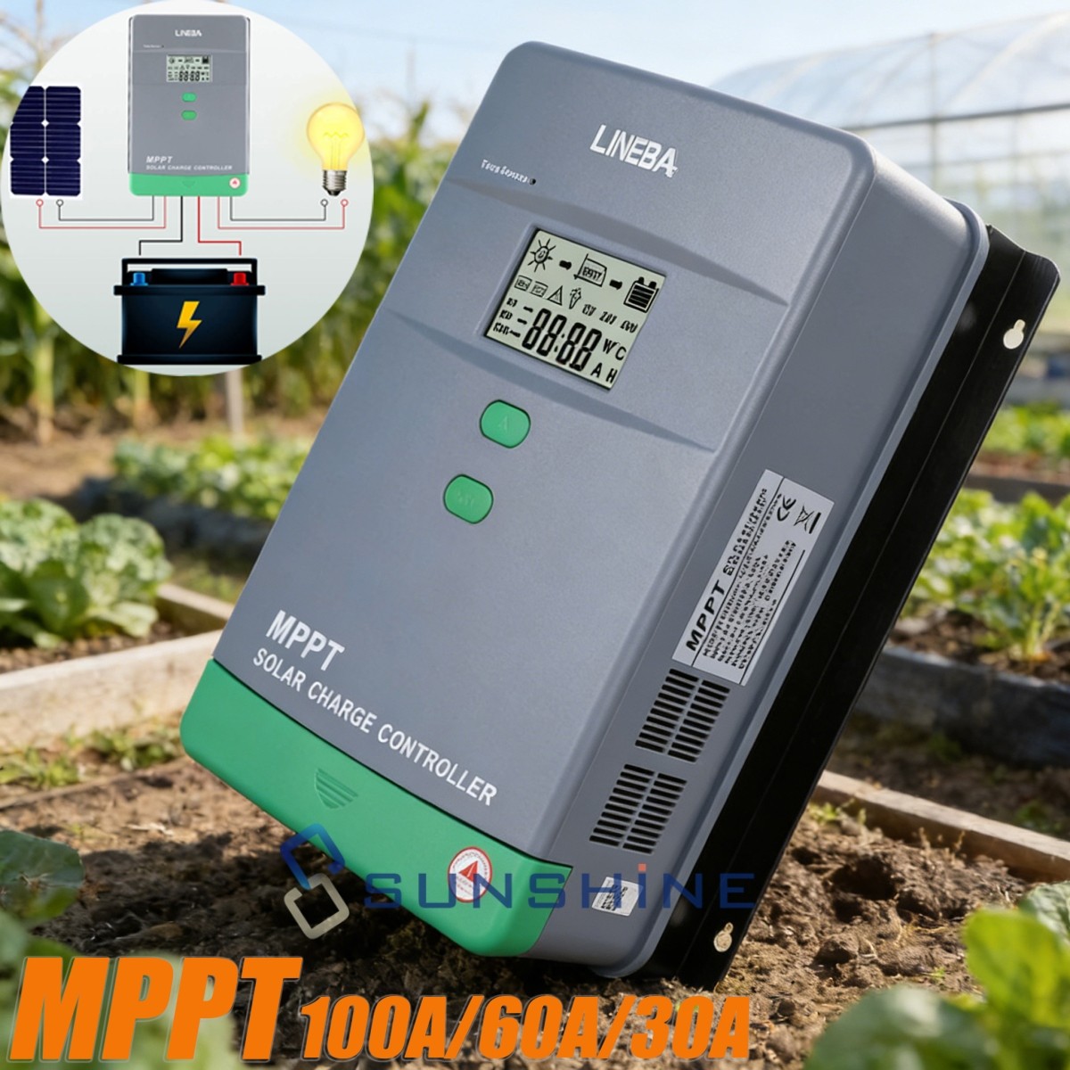 MPPT Solar Panel Charge Controller 12V/24V/36V/48V LifePO4 Regulator Auto Track