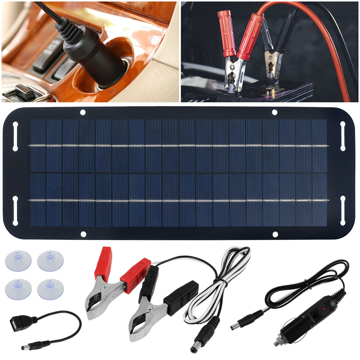 30W Solar Panel 12V Trickle Charger Battery Charger Kit Maintainer Boat Car RV