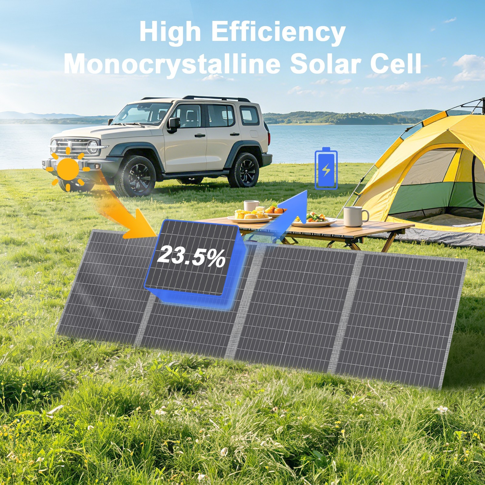MHPOWOS 200W Watt Solar Panel Portable Foldable for Power Station Camping RV