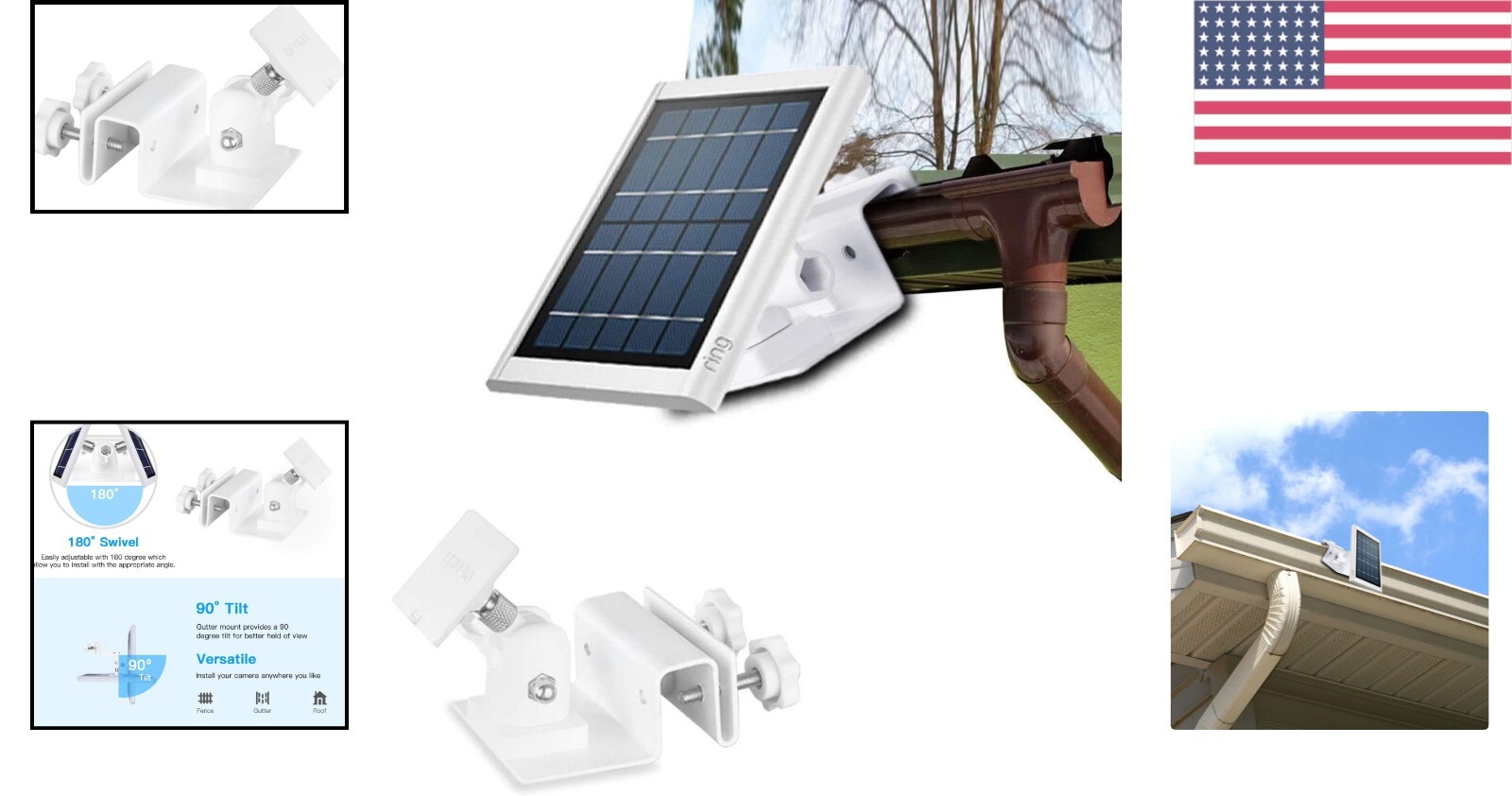 Weatherproof Gutter Mount for Ring Solar Panel – Adjustable and Easy Install