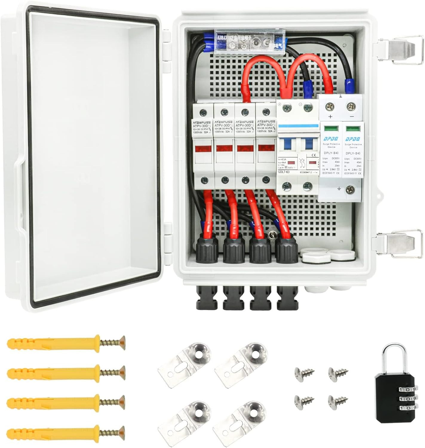 IP65 Waterproof PV Combiner Box for On/Off Grid Solar System,With Lightning Arr