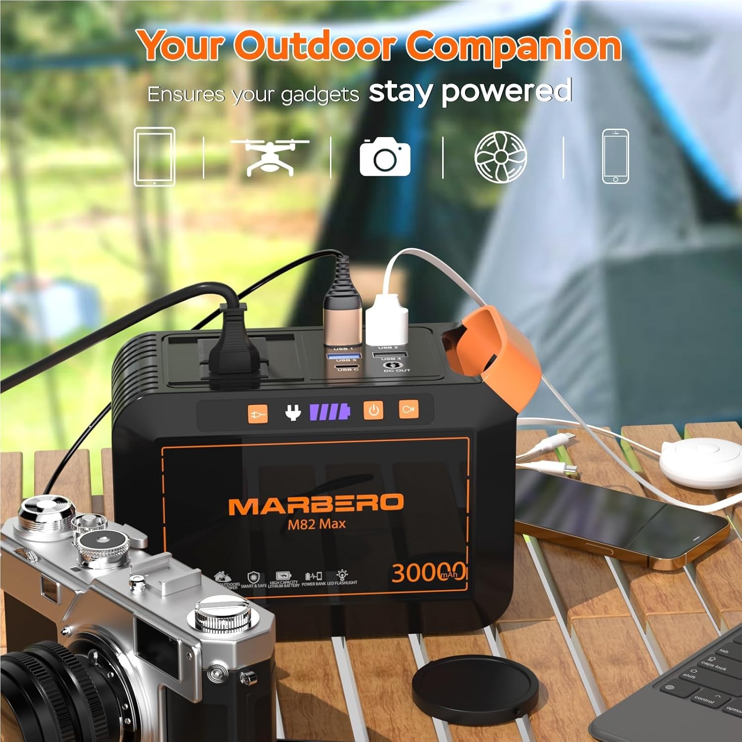 MARBERO Solar Generator 111Wh Portable Power Station with Solar Panel 30W Includ
