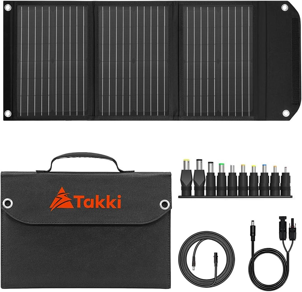 30W Solar Panel, Foldable Solar Panel Battery Charger Kit with USB DC Type-C Por