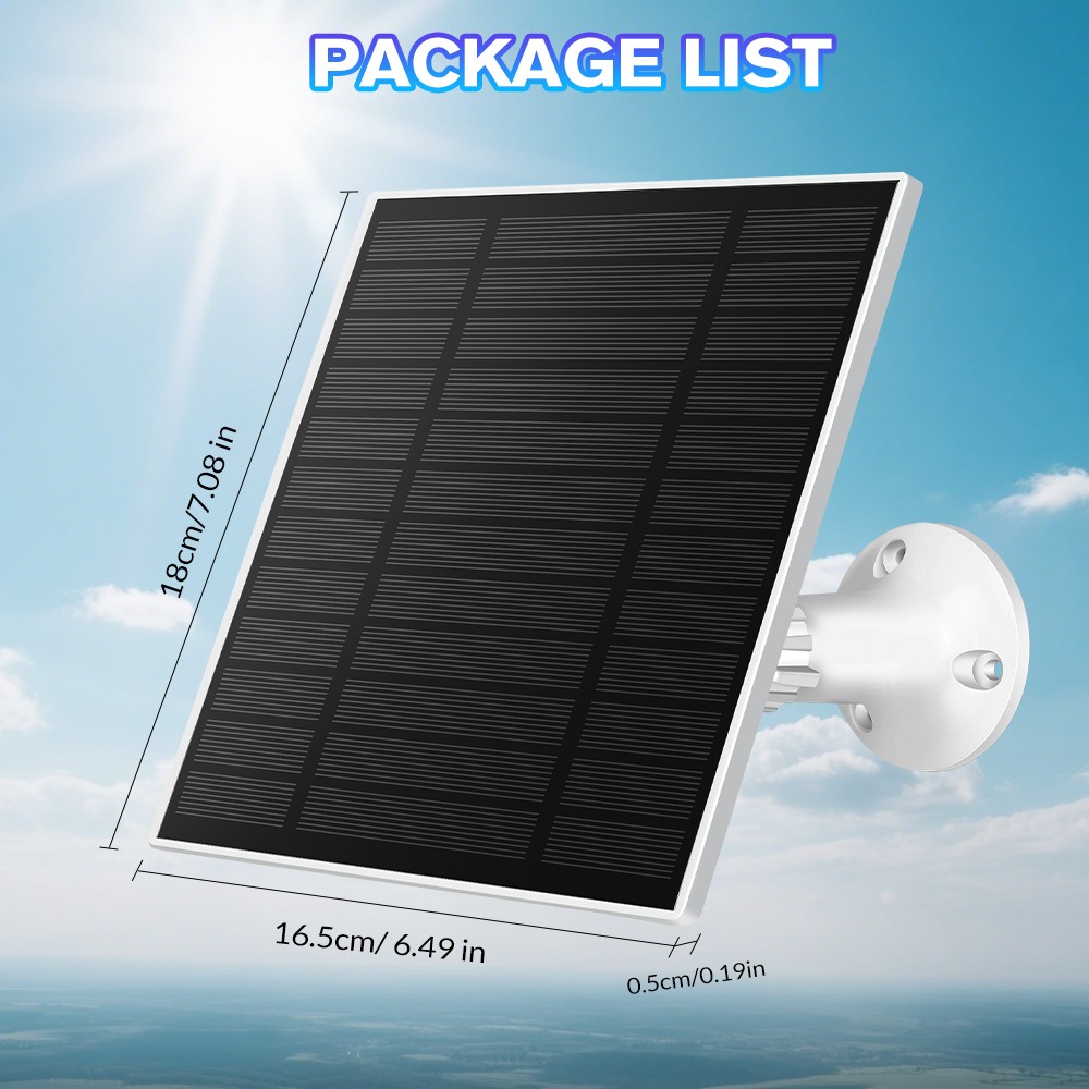 5W Solar Panel Power USB C Battery Charger For CCTV Camera Security Cam Outdoor