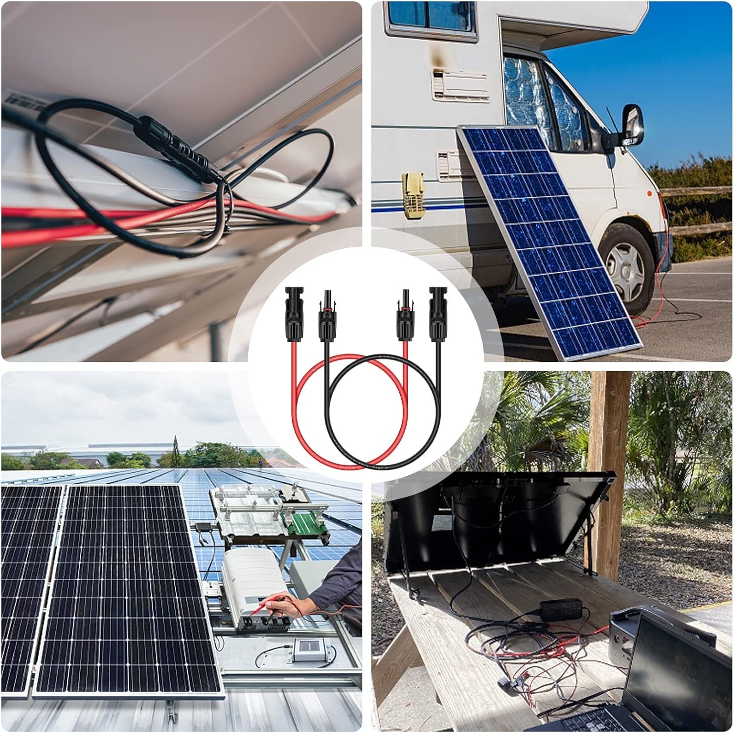 3FT 10AWG Solar Extension Cable – UV Resistant & Weatherproof Connectors