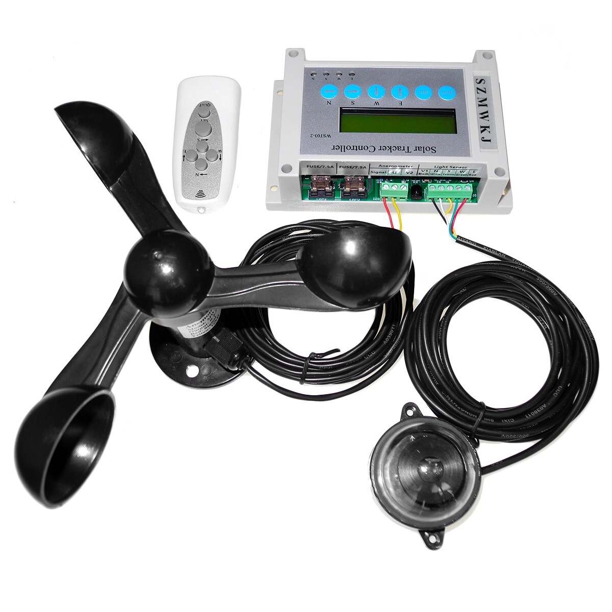 6000N 2PCS Linear Actuators Anemometer Kits W/ Dual Axis Solar Tracker Sun Track