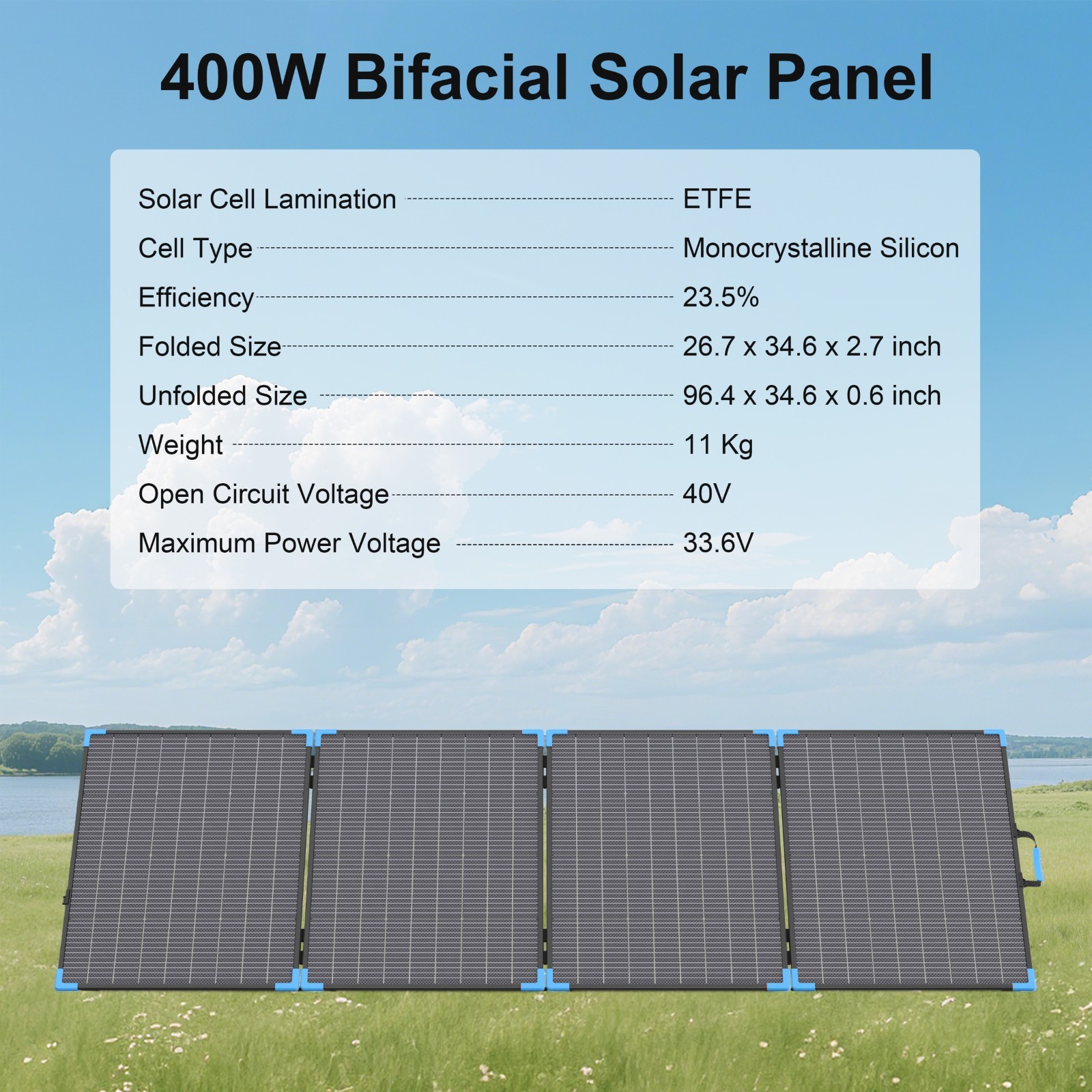 110W 220W 400W Solar Panel ETFE Monocrystalline IP68 for Power Station Camping