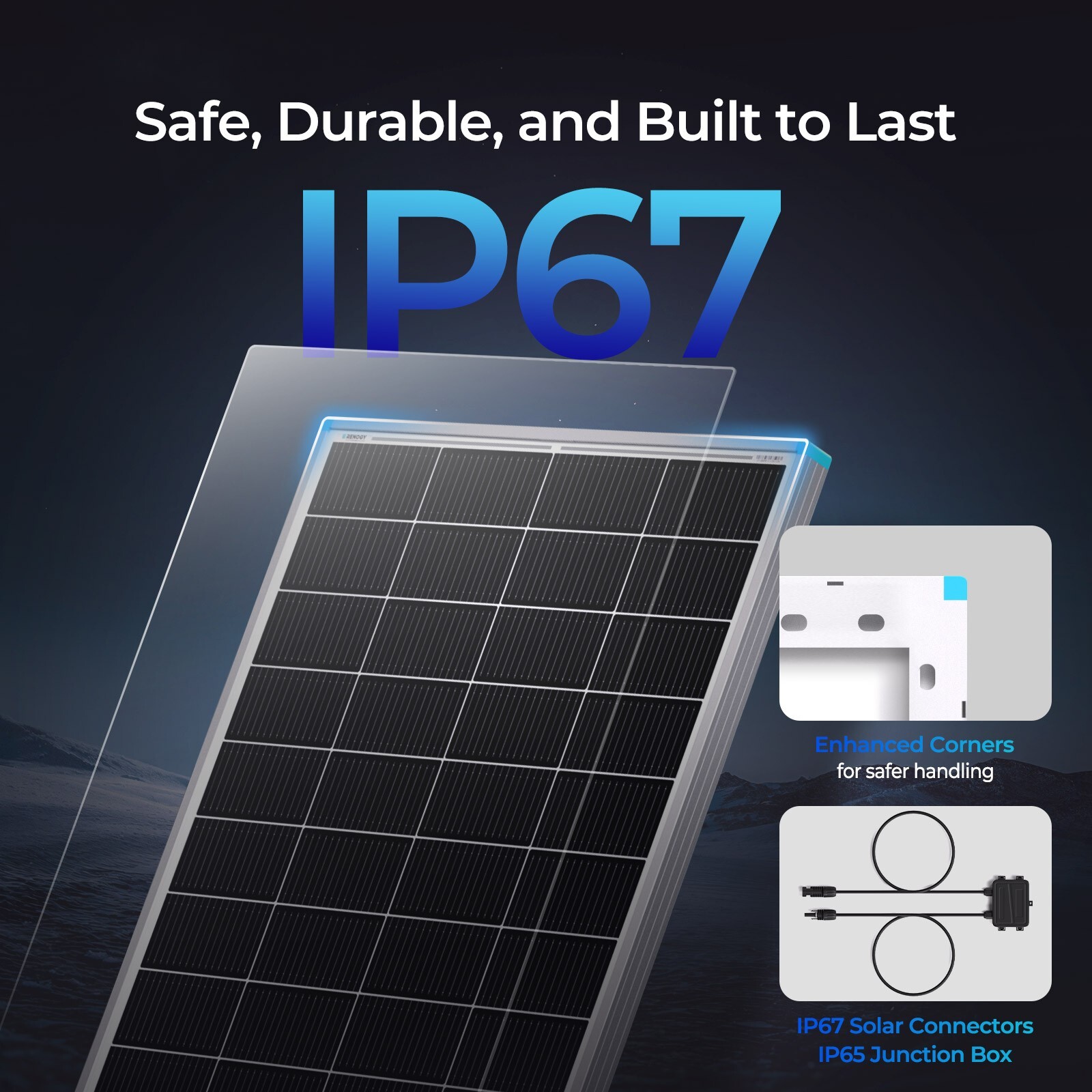 Renogy Solar Panel 200W 16BB 25% High-Efficiency Monocrystalline Refurbished