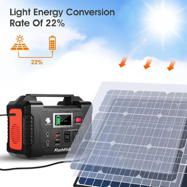 Flashfish E200 Portable Solar Generator 40800mAh 200W Power Station Outdoor Camp