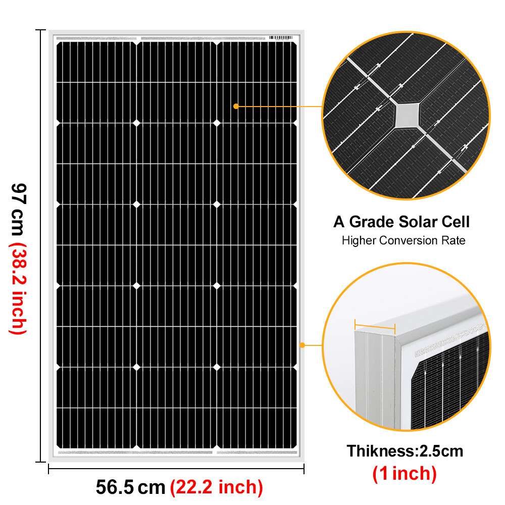 Dokio 2X 100w 200w Rigid Monocrystalline Solar Panel for Home/Caravan/RV/Boat