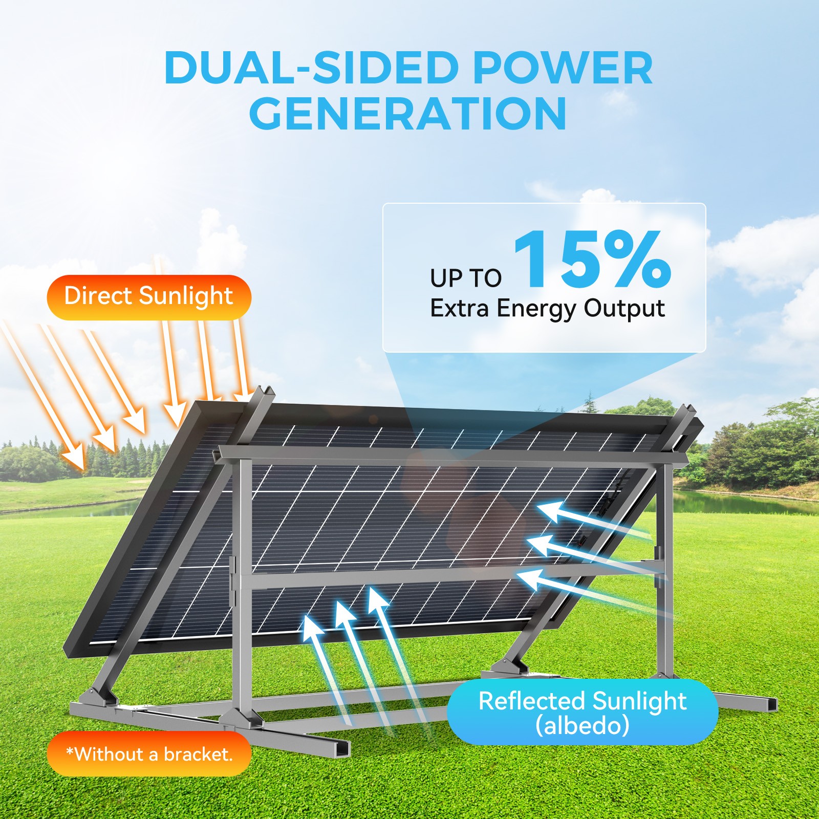 200W 400W 600W 1000Watt Solar Panel Bifacial 12V Mono Battery Home PV Power Boat