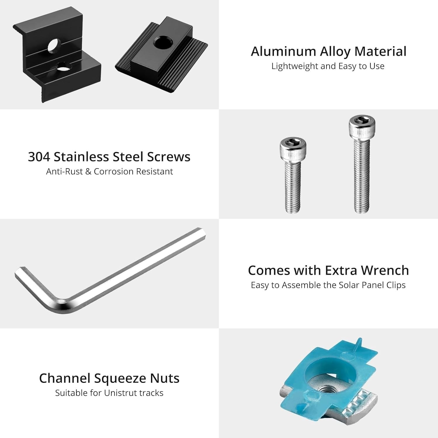 10Pcs Solar Panels Mid Clamps for Unistrut Aluminium Panel Brackets 30Mm/35Mm