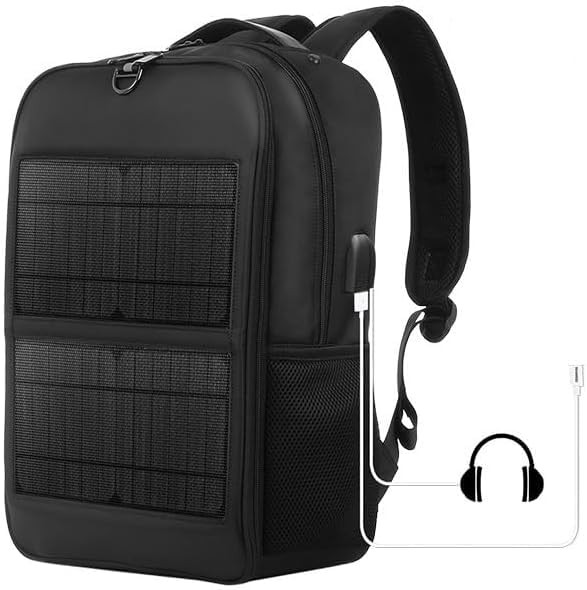 5V 14W Solar Panel Power Backpack Large capacity Laptop Bag with Handle USB C…