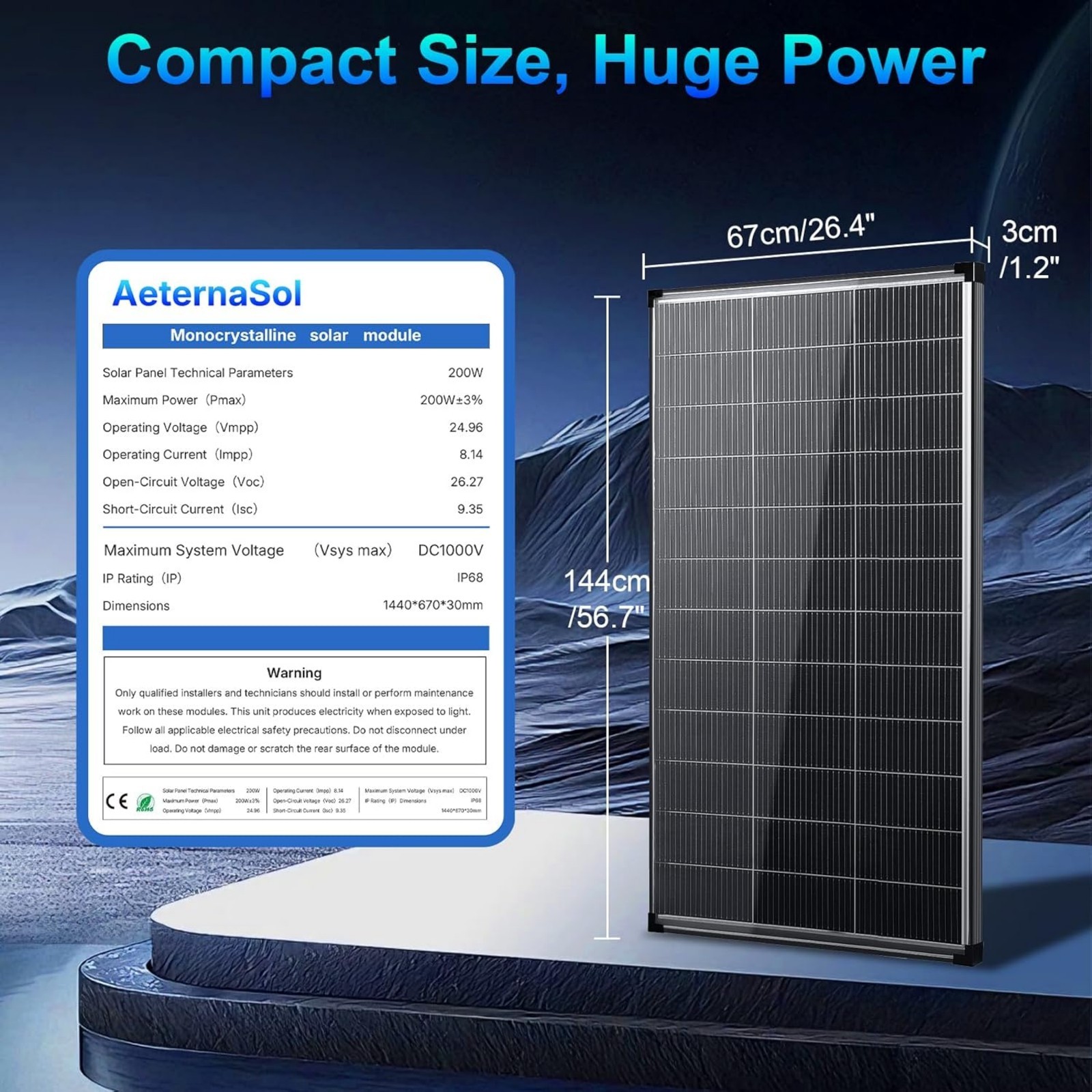 4PCS 200W Bifacial Mono N-Type PV Module 12V Cabin Marine Off-Grid Power Kit