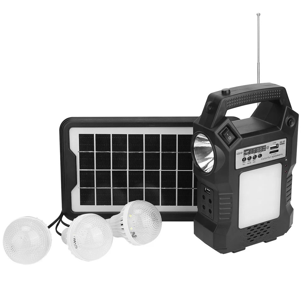Portable Solar Power Station Rechargeable Backup Power Bank w/Flashlight 3 Light
