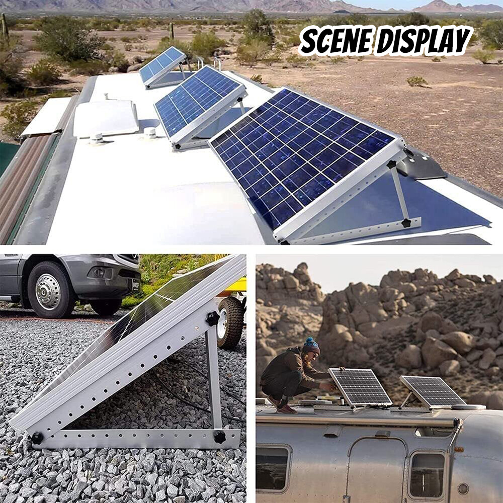 Solar Panel Mount Brackets Adjustable with Foldable Tilt Legs for Roof RV Boat