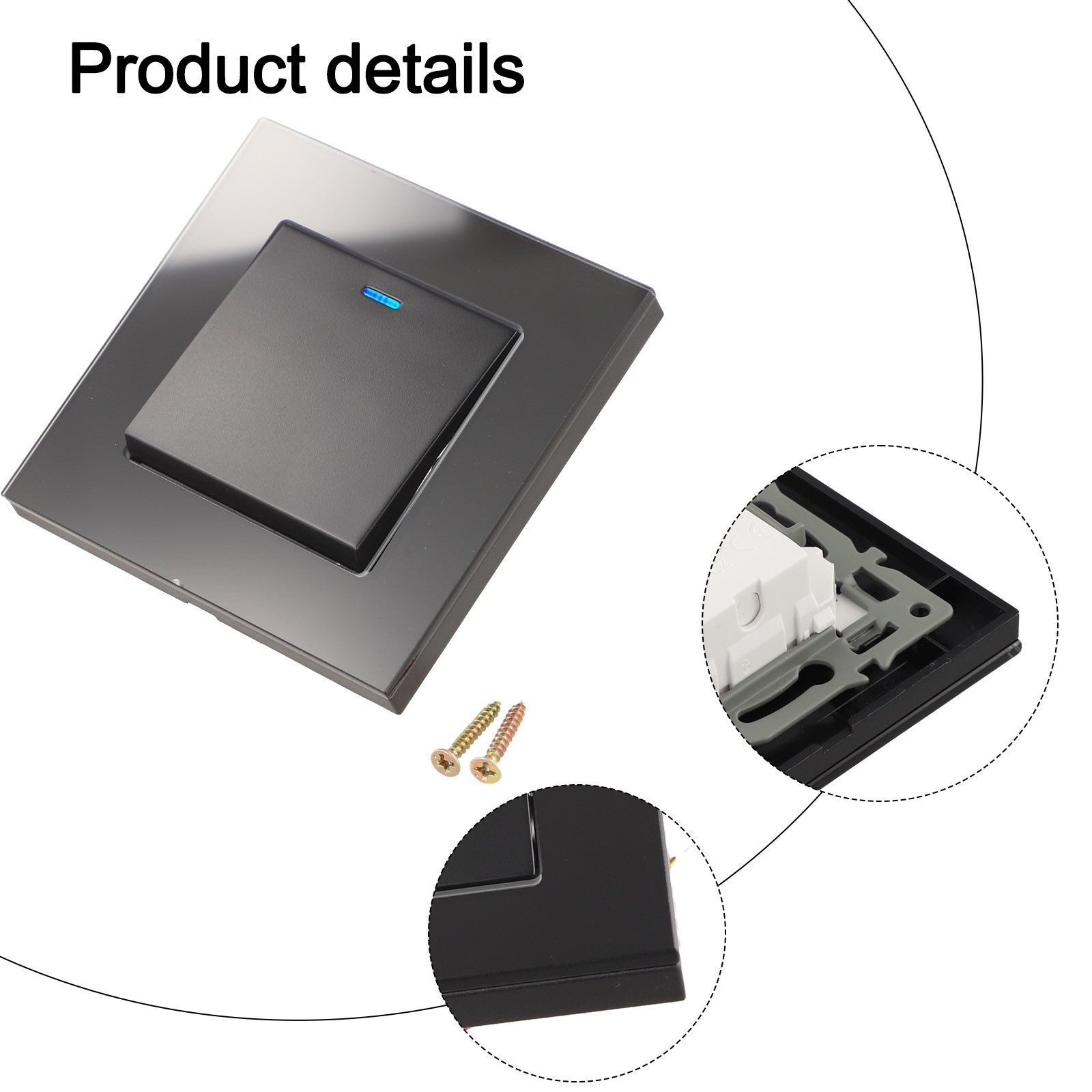 Contemporary Design Rocker Switch Tempered Glass Material European Standard