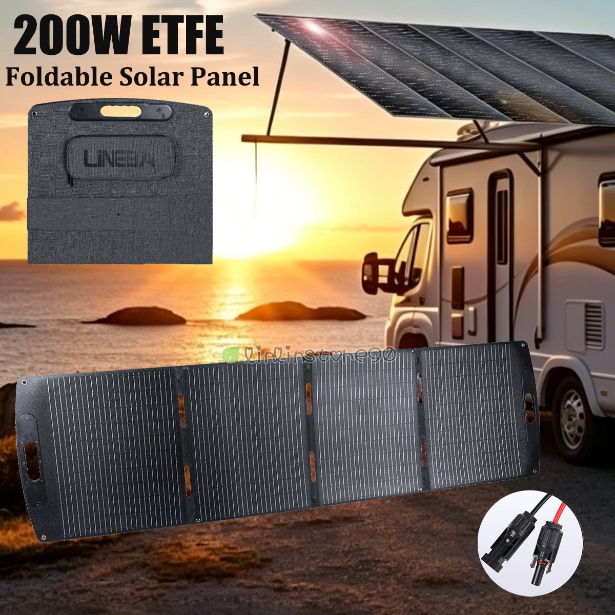 100W 200W ETFE Foldable Solar Panel Kit Monocrystalline Portable Camping RV Boat