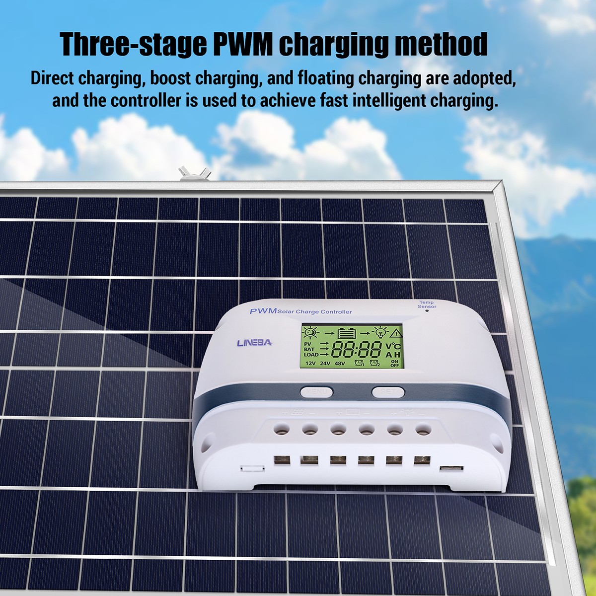LCD 100A 60A 30A Solar Charge Controller Auto 12V/24V/48V Battery Regulator USB