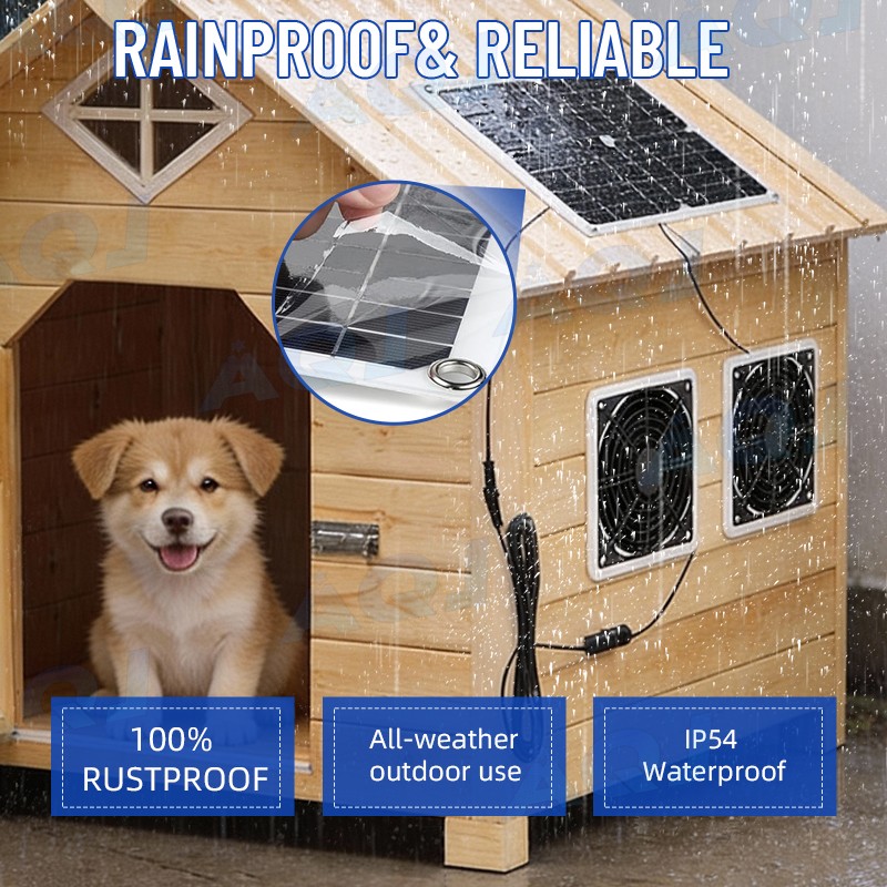 18V Solar Powered Fan Kit Solar Panel Waterproof DC Exhaust Fan for Chicken Coop