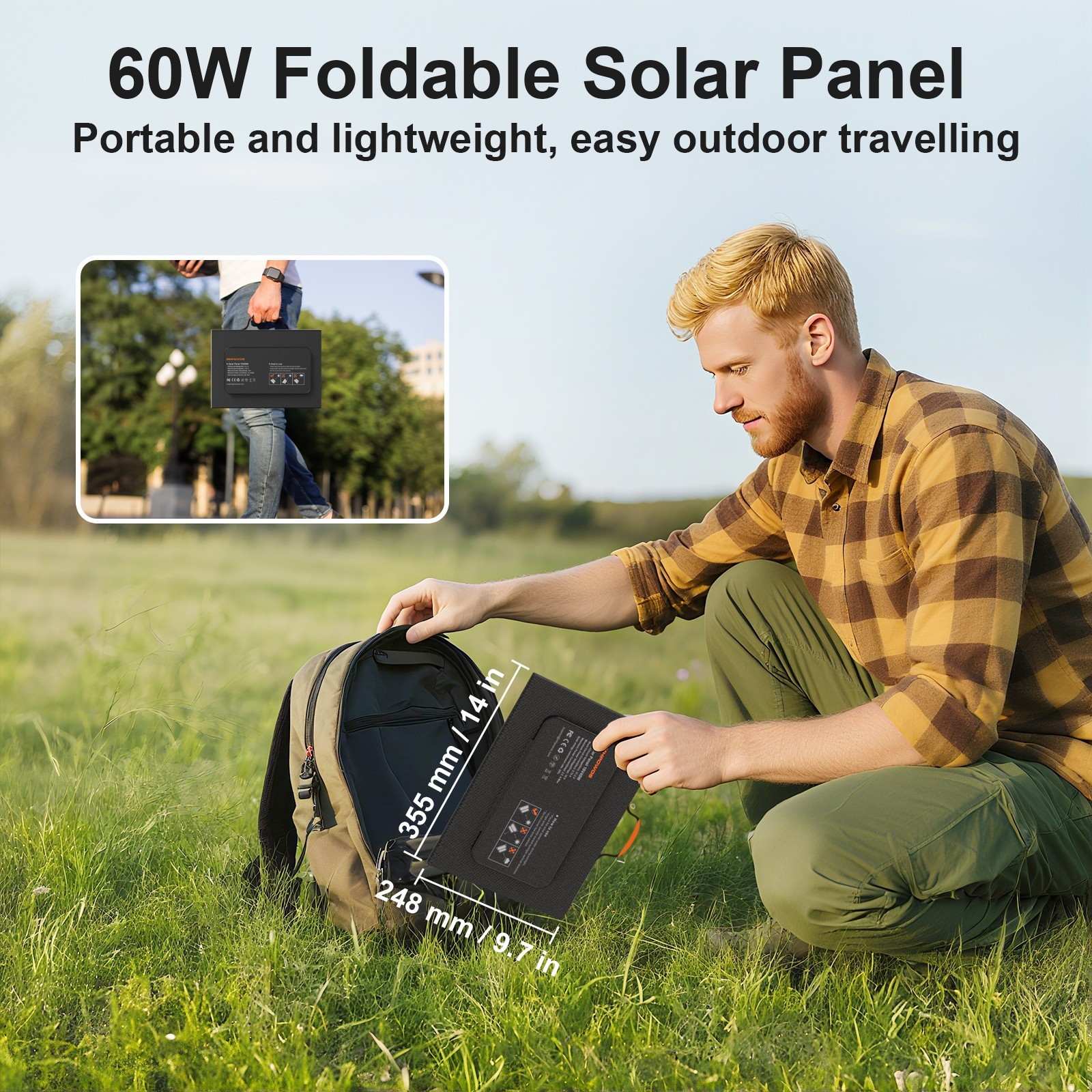 MHPOWOS Solar Portable Charger 60W USB C Solar Panel for Anker Power Station