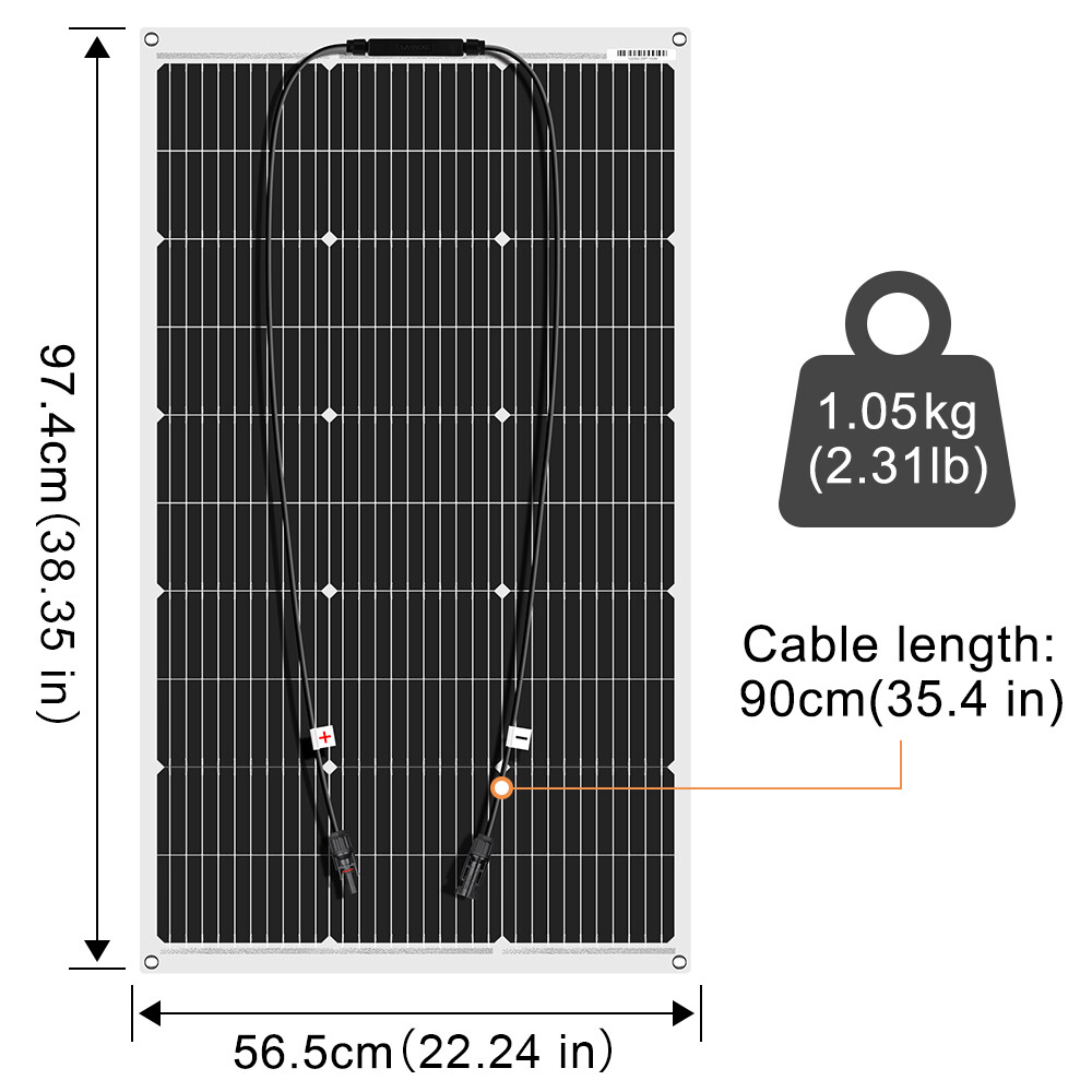 DOKIO Flexible Solar Panel 100W 12V Complete Kit for Off Grid RV,Trailer,Boat