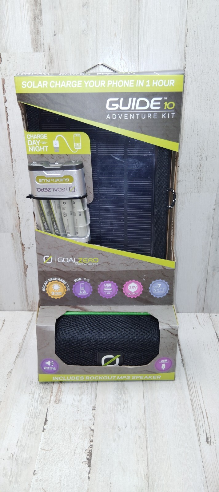 Goal Zero Guide 10 Adventure Kit Portable Phone Charging Solar Panel & Speaker
