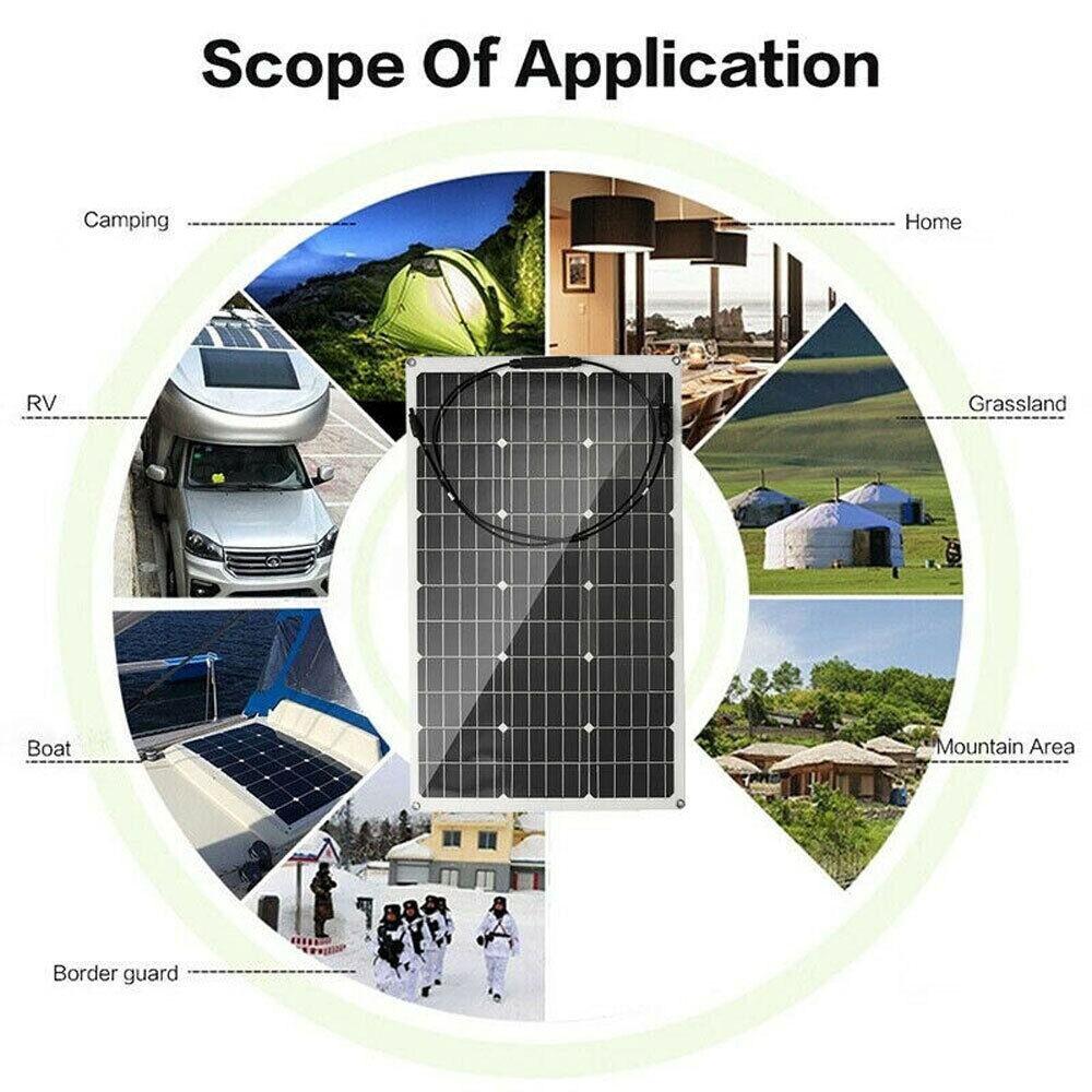 300W Solar Panel 12V Battery Charge RV Car Marine Home Off-Grid Charger(150w*2)