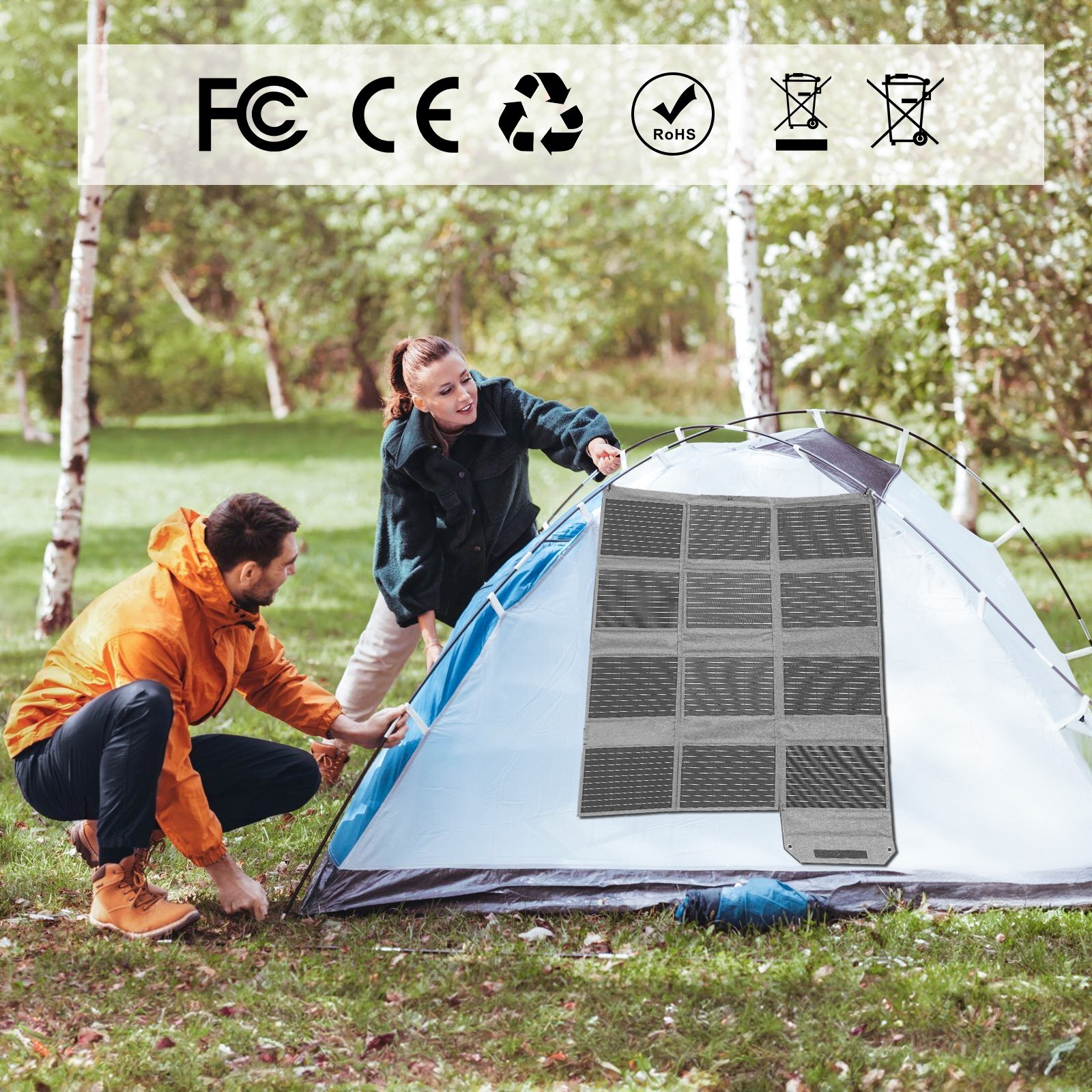 MHPOWOS 40W 80W 120W Portable Solar Panel Charger for Camping Power Emergency
