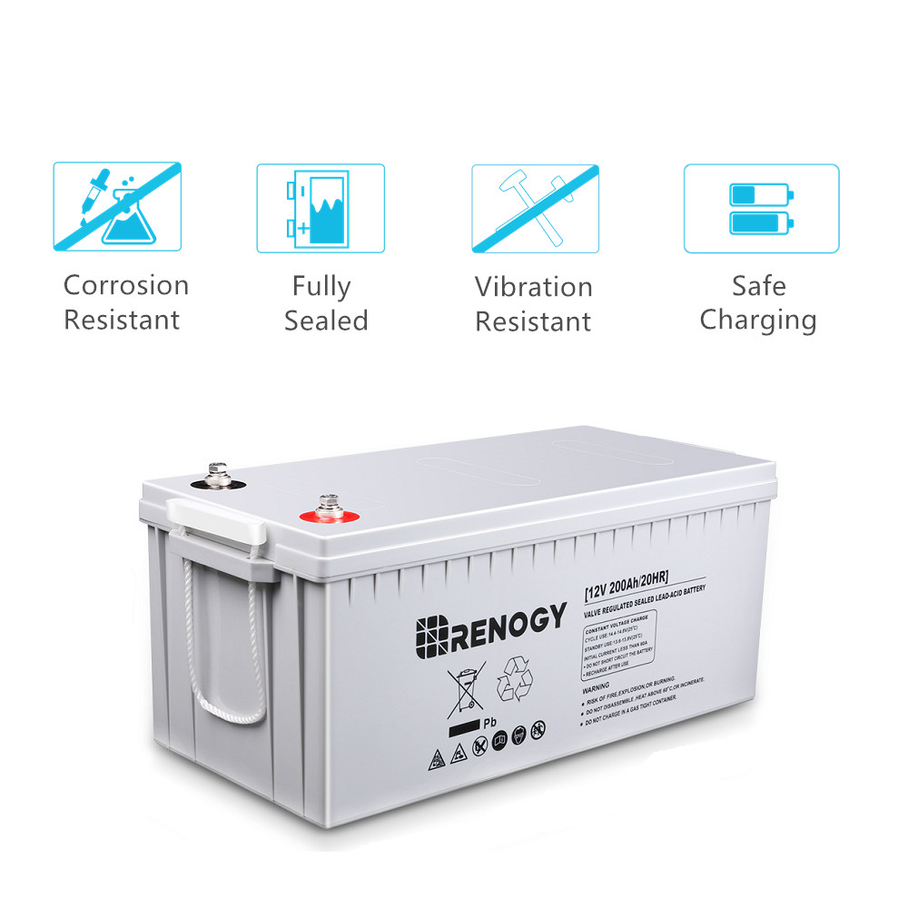 Renogy 12V 200AH Deep Cycle AGM Battery Rechargable for RV Solar Marine Off-Grid
