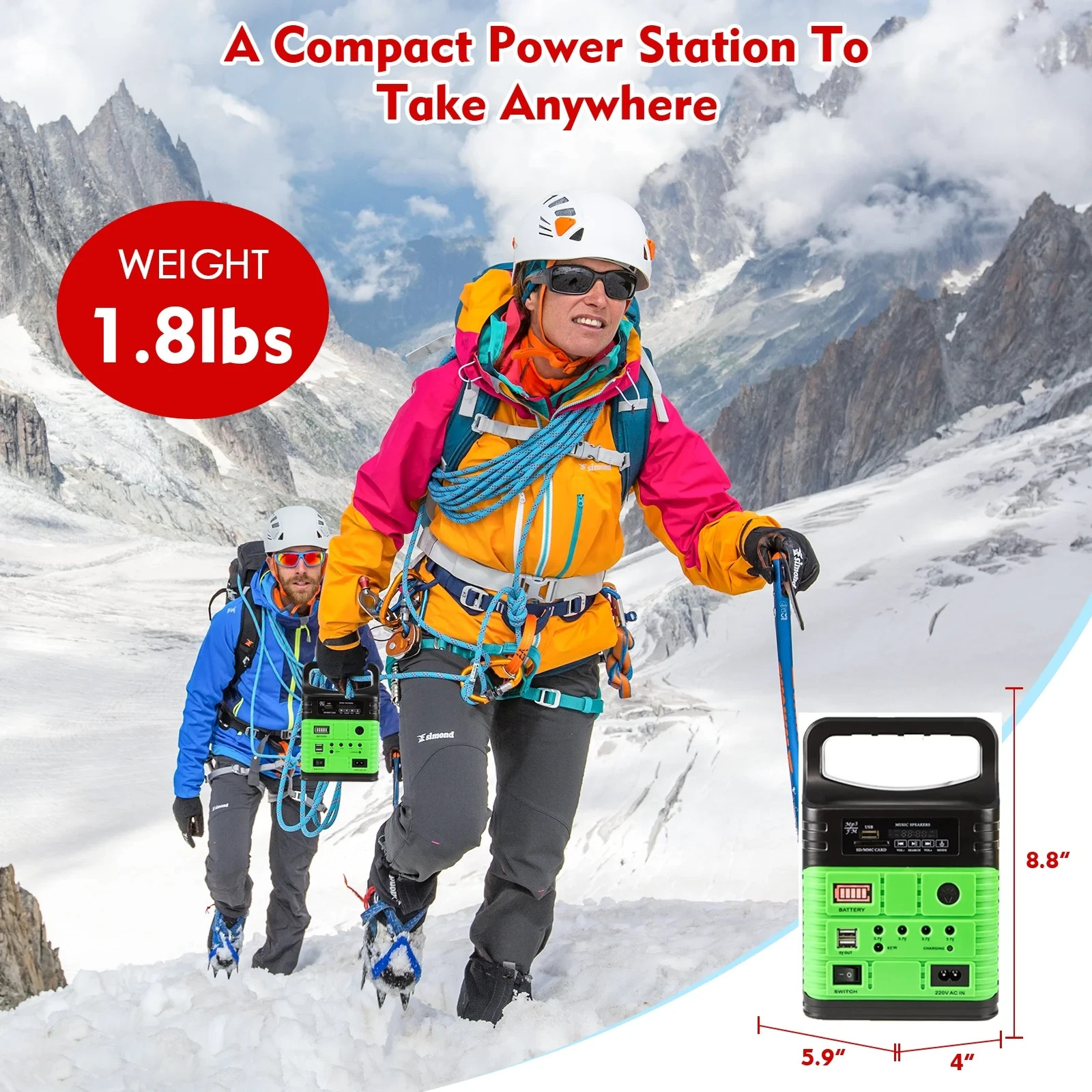 Portable Solar Generator with Panels, LiFePO4 Battery, USB/DC Outlets, LED Flash