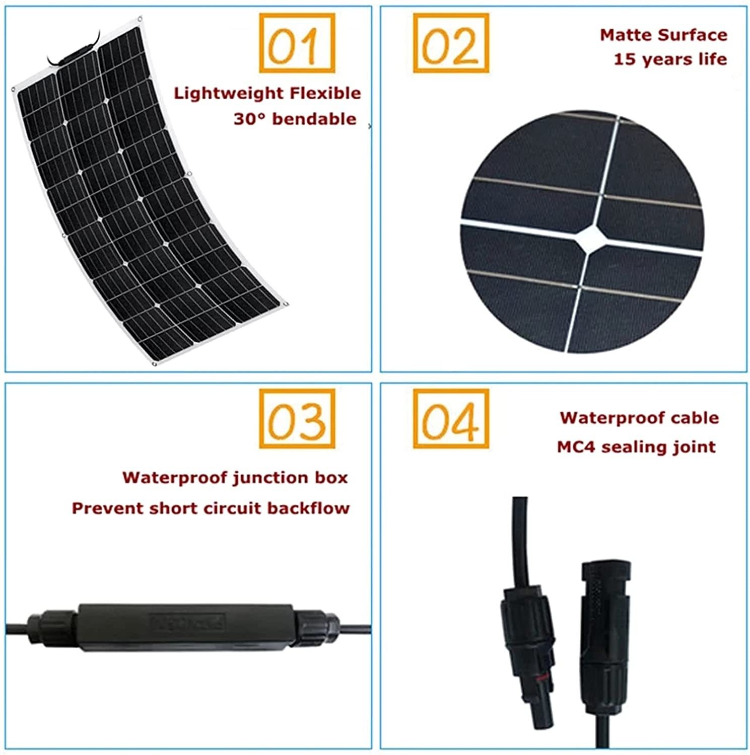 300W Solar Panel 12V Battery Charge RV Car Marine Home Off-Grid Charger(150w*2)