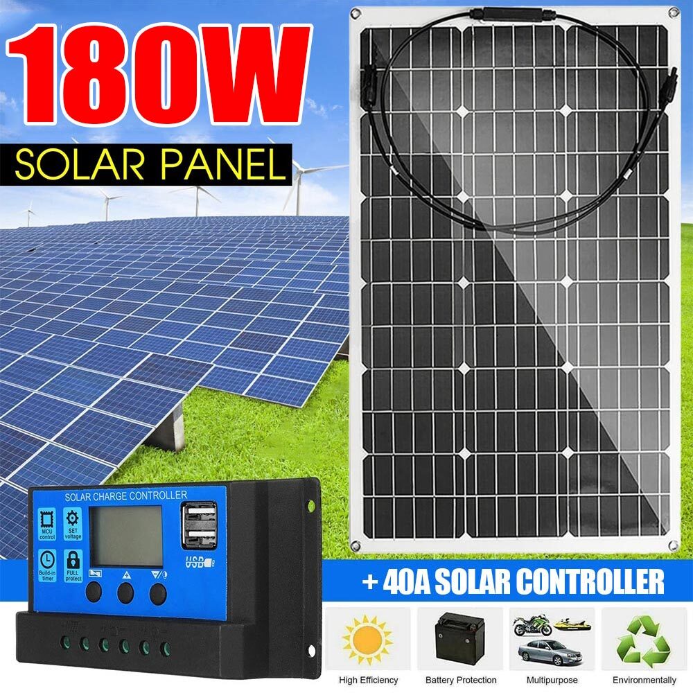 180 Watt Solar Panel 18V 40A Battery Charger for Home RV Marine Battery Charge