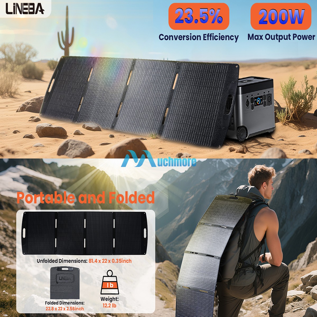 Solar Panel Portable Foldable 100W 200W IP67 for Ecoflow Jackery Anker Bluetti