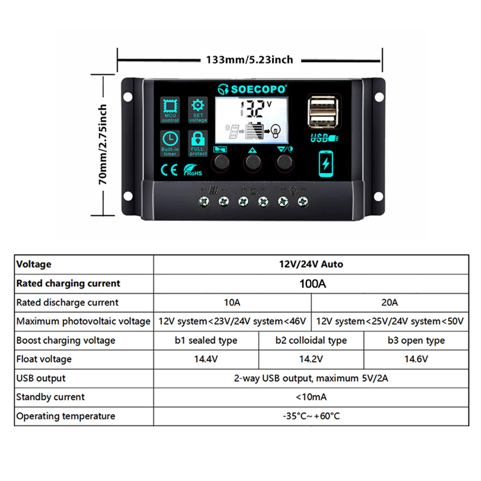 7000W Solar System Kit 100A Controller DC12V to AC110/220V Flexible Panel