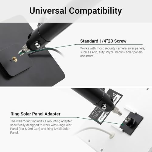 Universal Solar Panel Wall Mount for Ring, Eufy, Arlo, Wyze, Reolink – Adjustabl